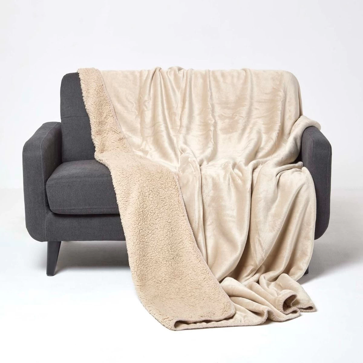 Natural Taupe Soft Velvet Fleece Throw