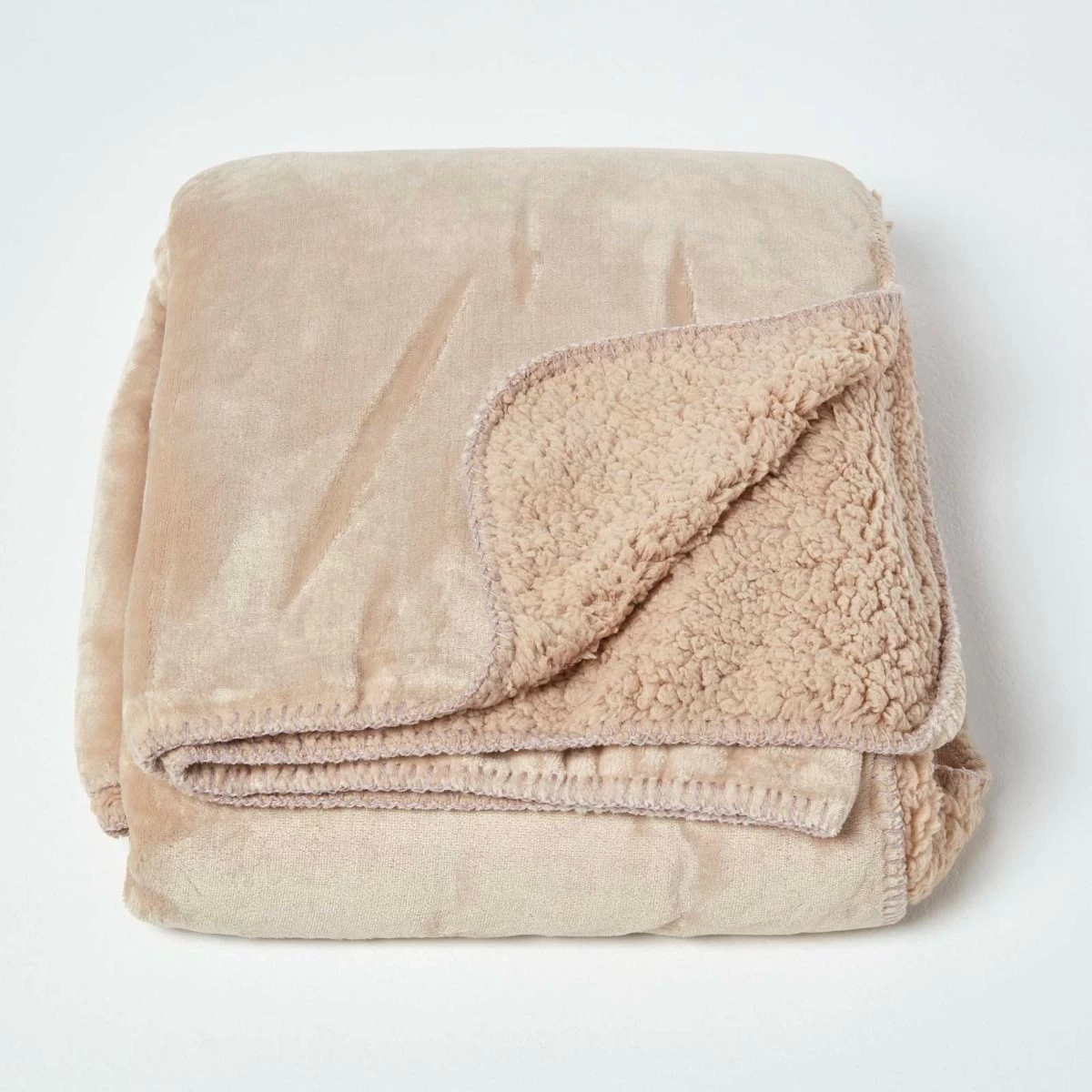 Natural Taupe Soft Velvet Fleece Throw - Image 3