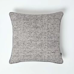 Woven Slub Grey Filled Cushion, 43 X 43 Cm