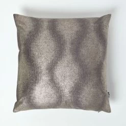 Metallic Silver Grey Filled Cushion, 50 X 50 Cm