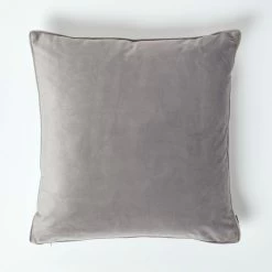 Soft Grey Velvet Filled Cushion, 50 X 50 Cm