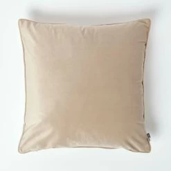 Soft Taupe Velvet Filled Cushion, 50 X 50 Cm