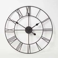 Black Metal Roman Numeral Wall Clock