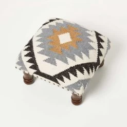 Agra Handwoven Kilim Footstool