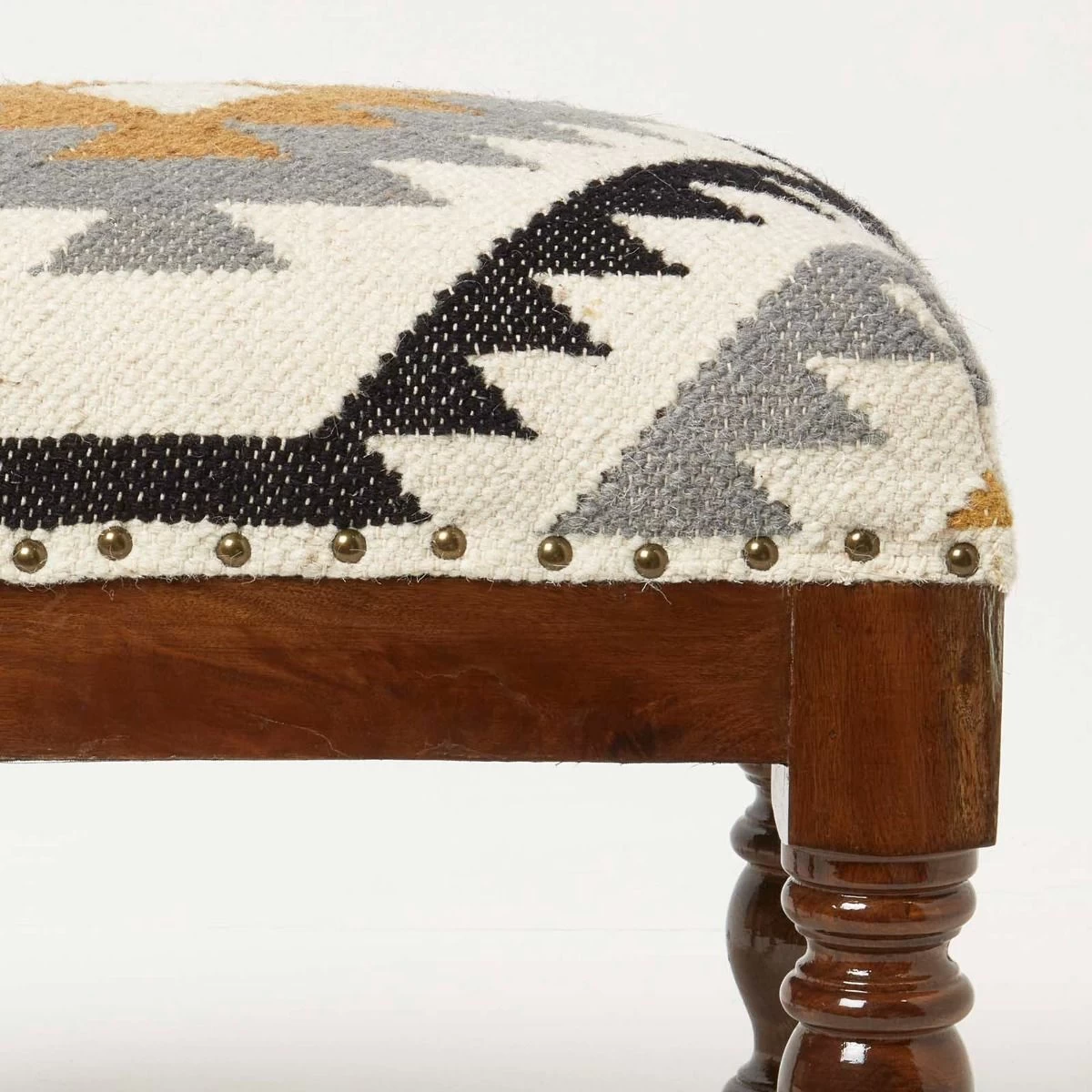 Agra Handwoven Kilim Footstool - Image 7