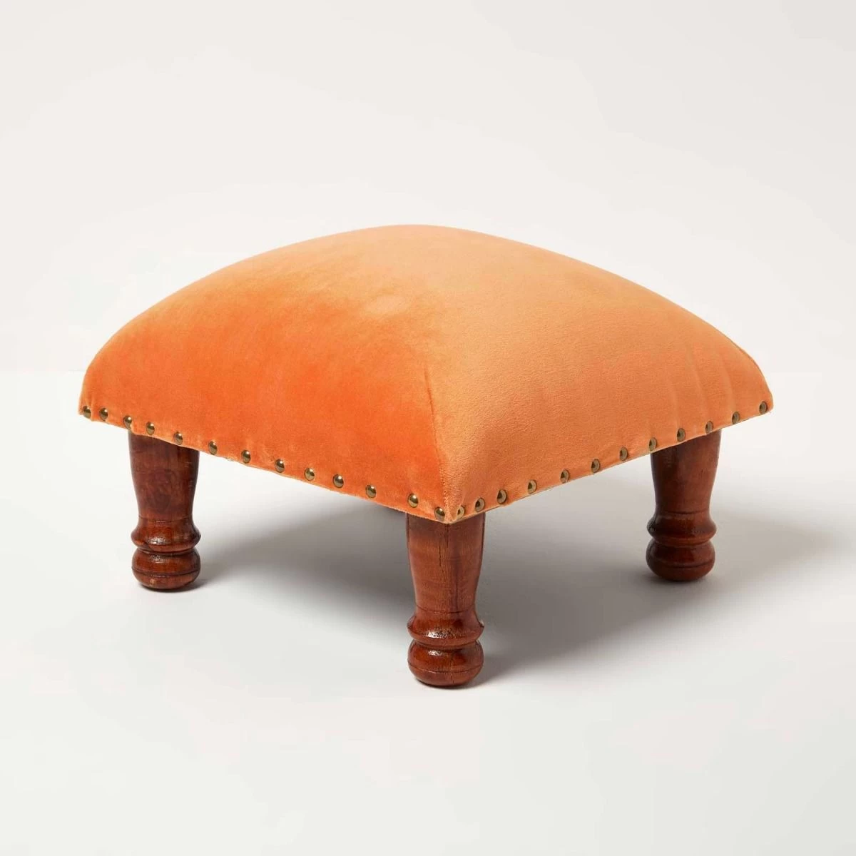 Mable Burnt Orange Velvet Footstool - Image 3