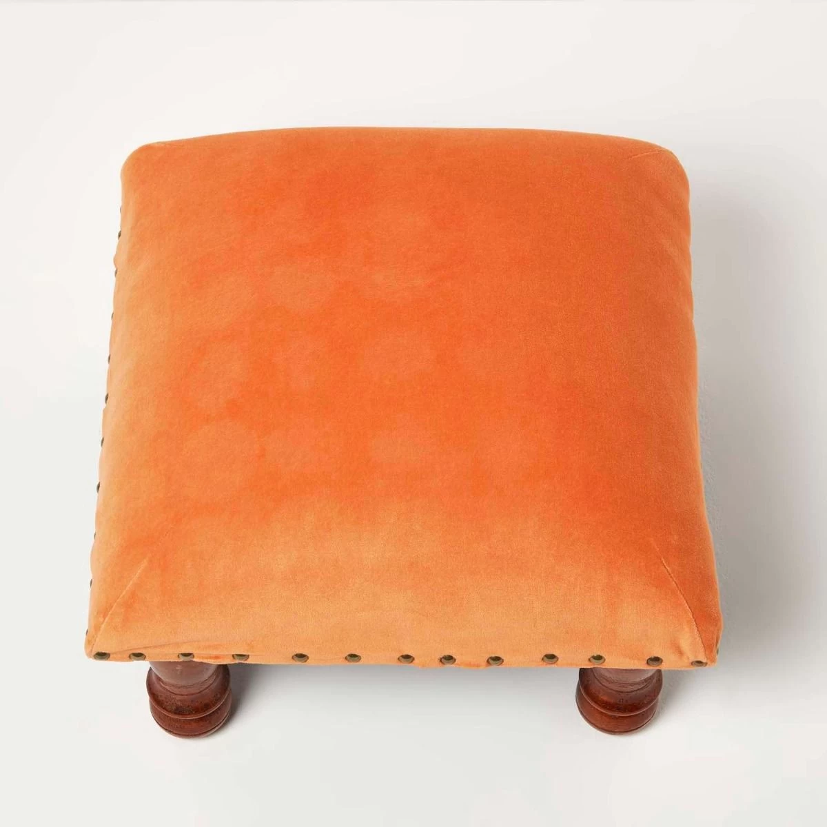 Mable Burnt Orange Velvet Footstool - Image 7