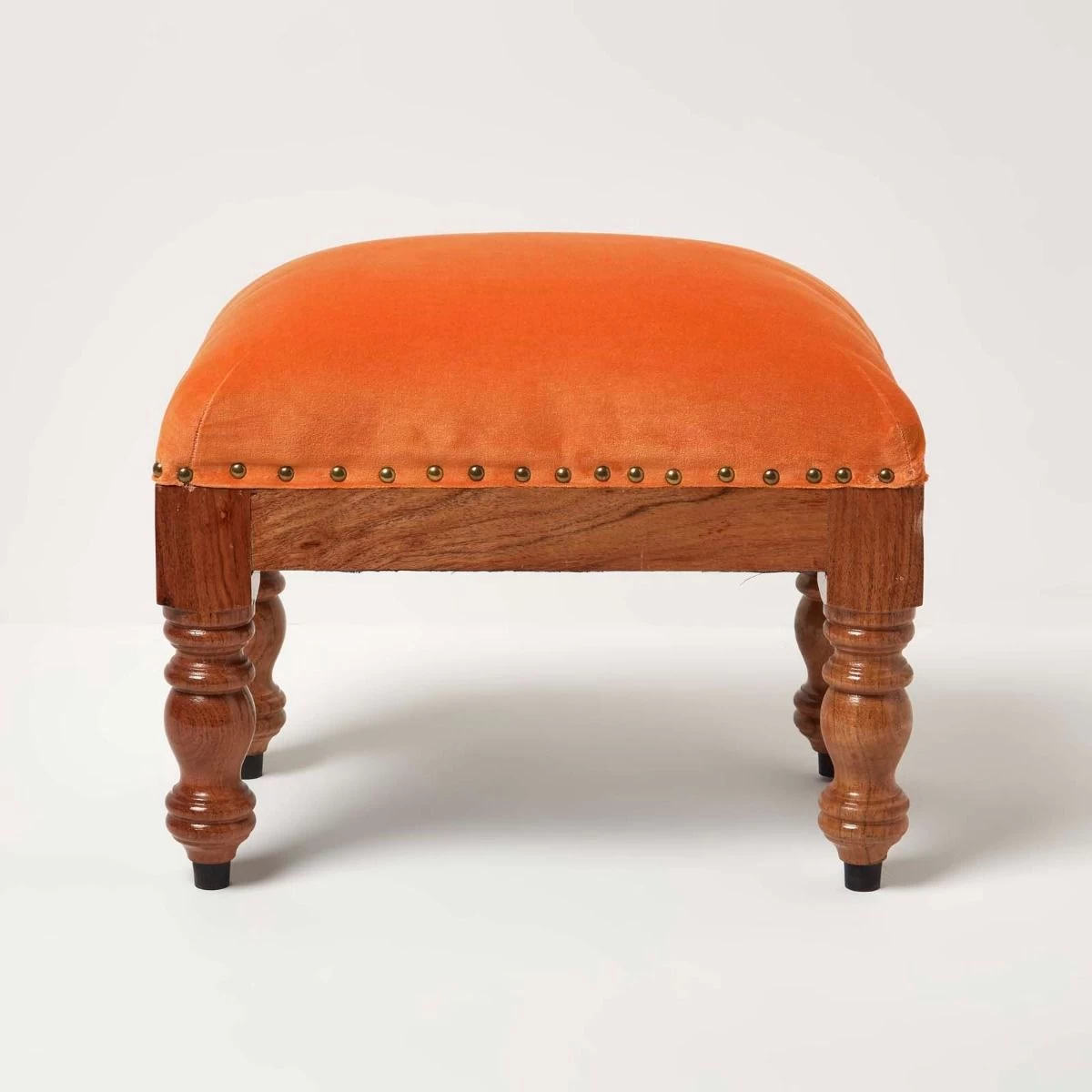 Mable Burnt Orange Velvet Footstool - Image 2
