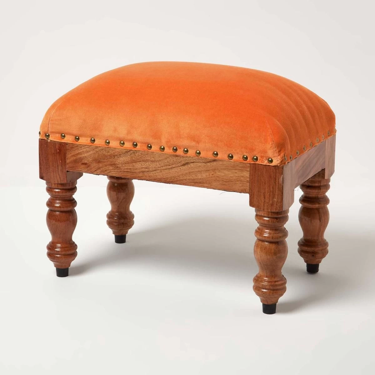 Mable Burnt Orange Velvet Footstool - Image 4