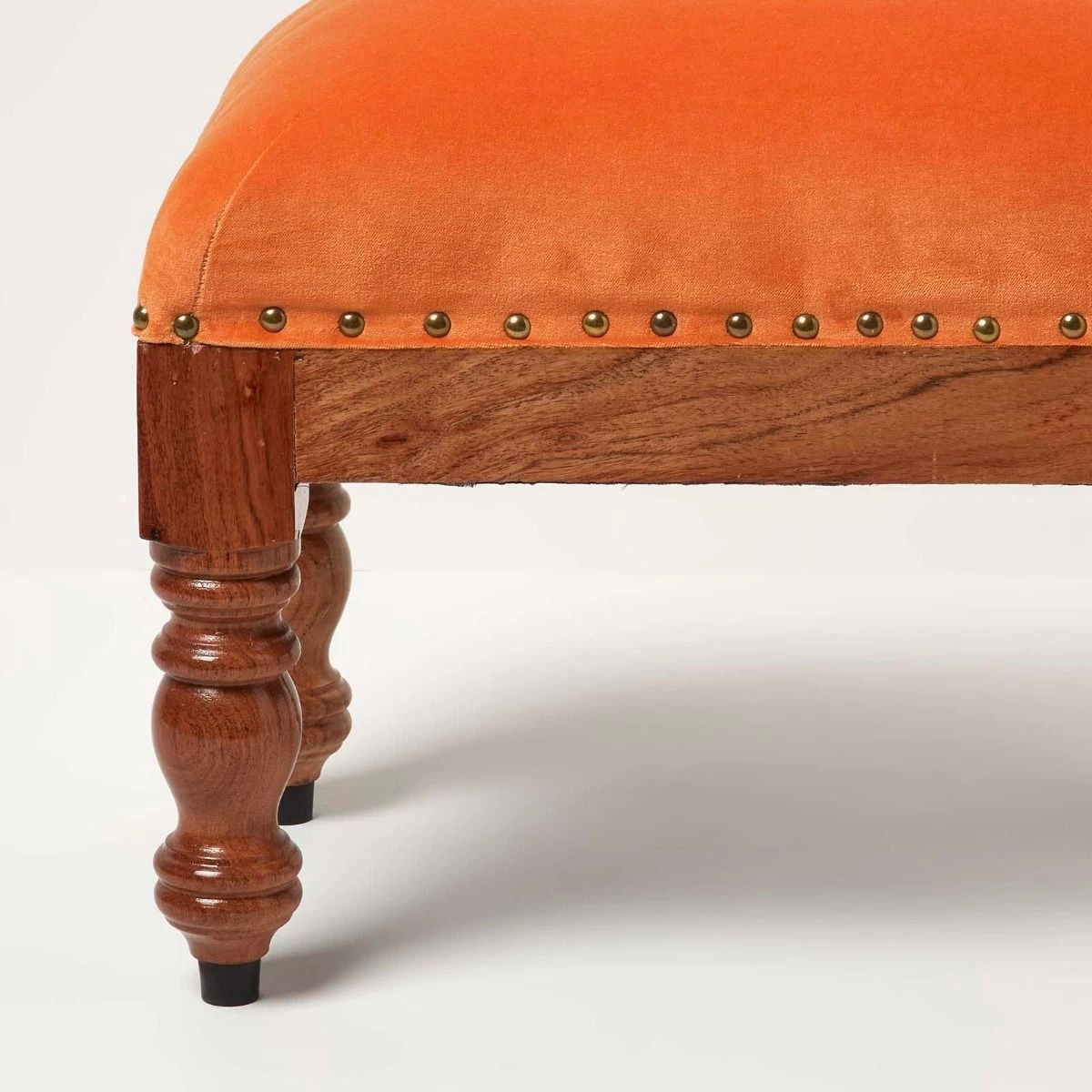 Mable Burnt Orange Velvet Footstool - Image 8