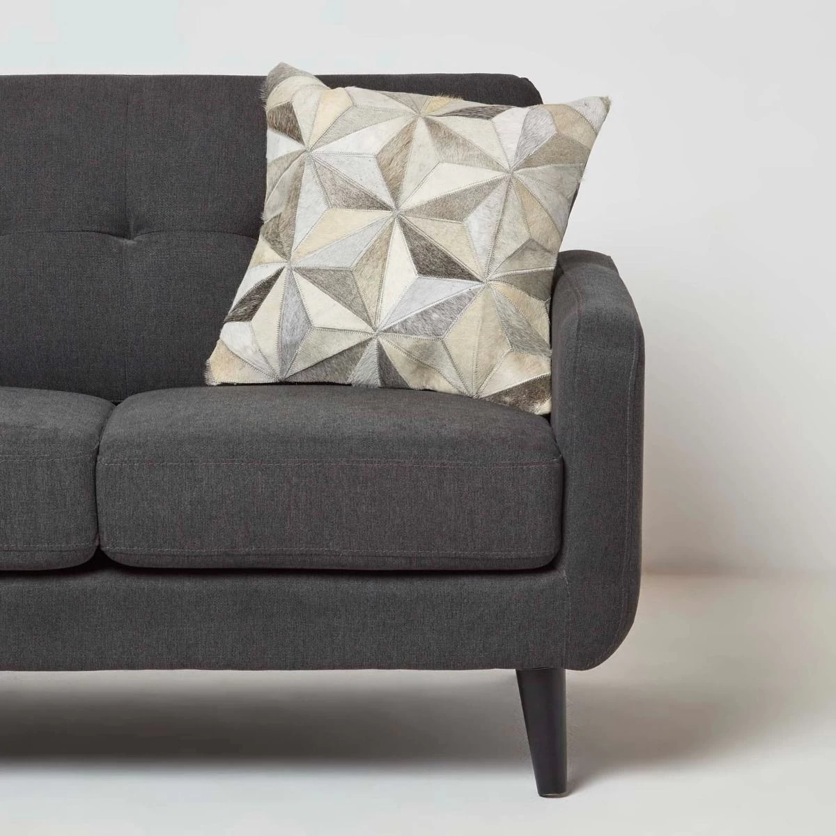 Geometric Star Grey Leather Cushion 45 X 45 Cm - Image 2