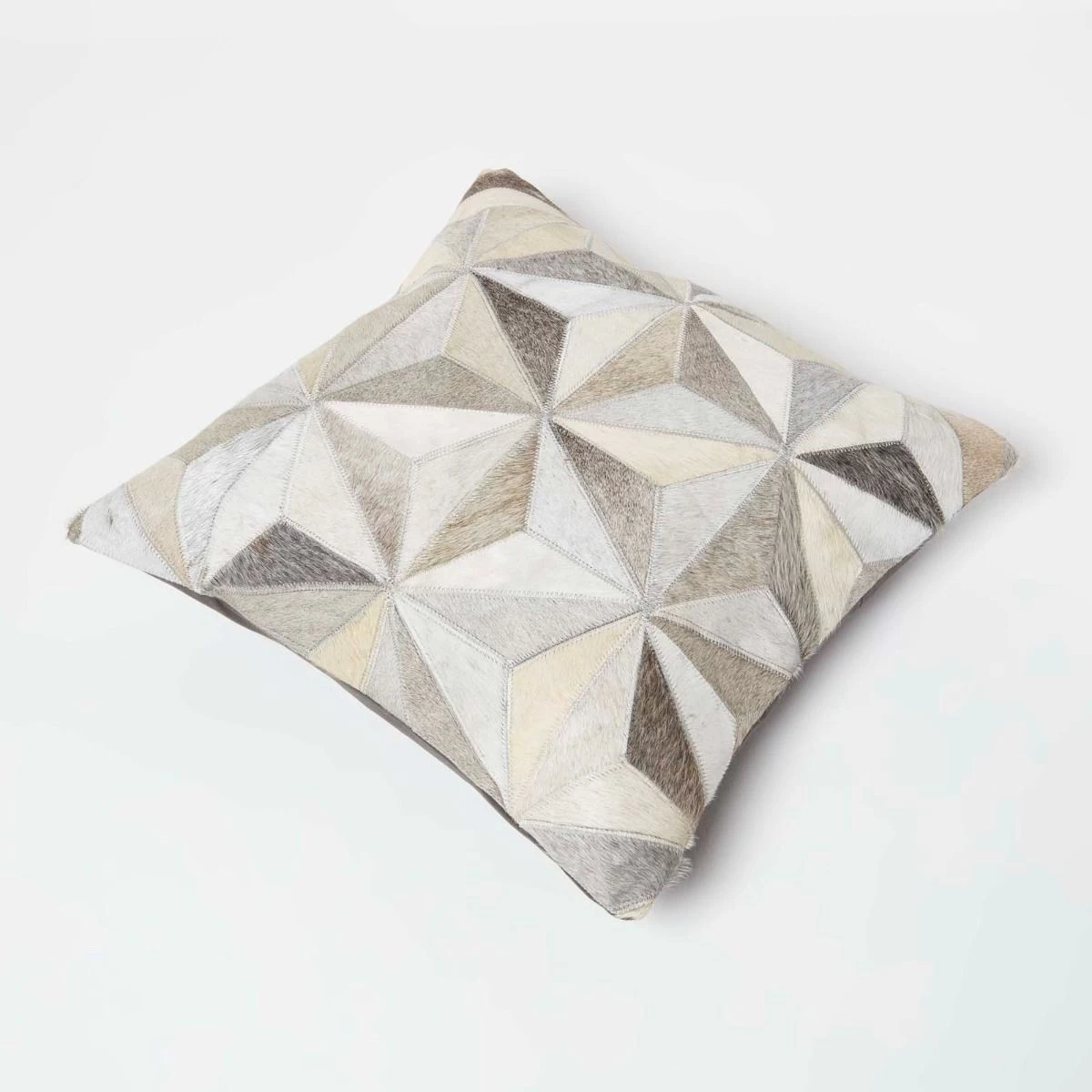 Geometric Star Grey Leather Cushion 45 X 45 Cm - Image 5