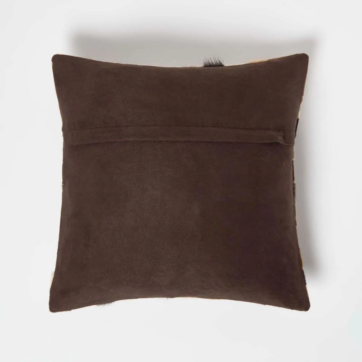 Small Block Check Brown & Cream Leather Cushion 45 X 45 Cm - Image 3