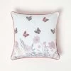 Pink Embroidered Butterfly Filled Cushion 45 X 45 Cm