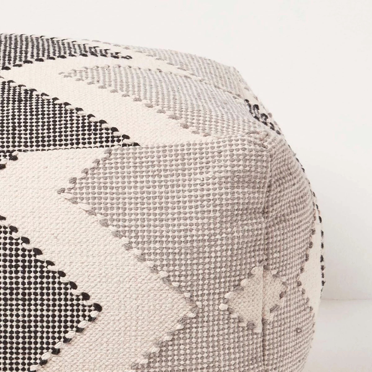 Malmo Handwoven Textured Grey & Black Pouffe Bean Cube - Image 4