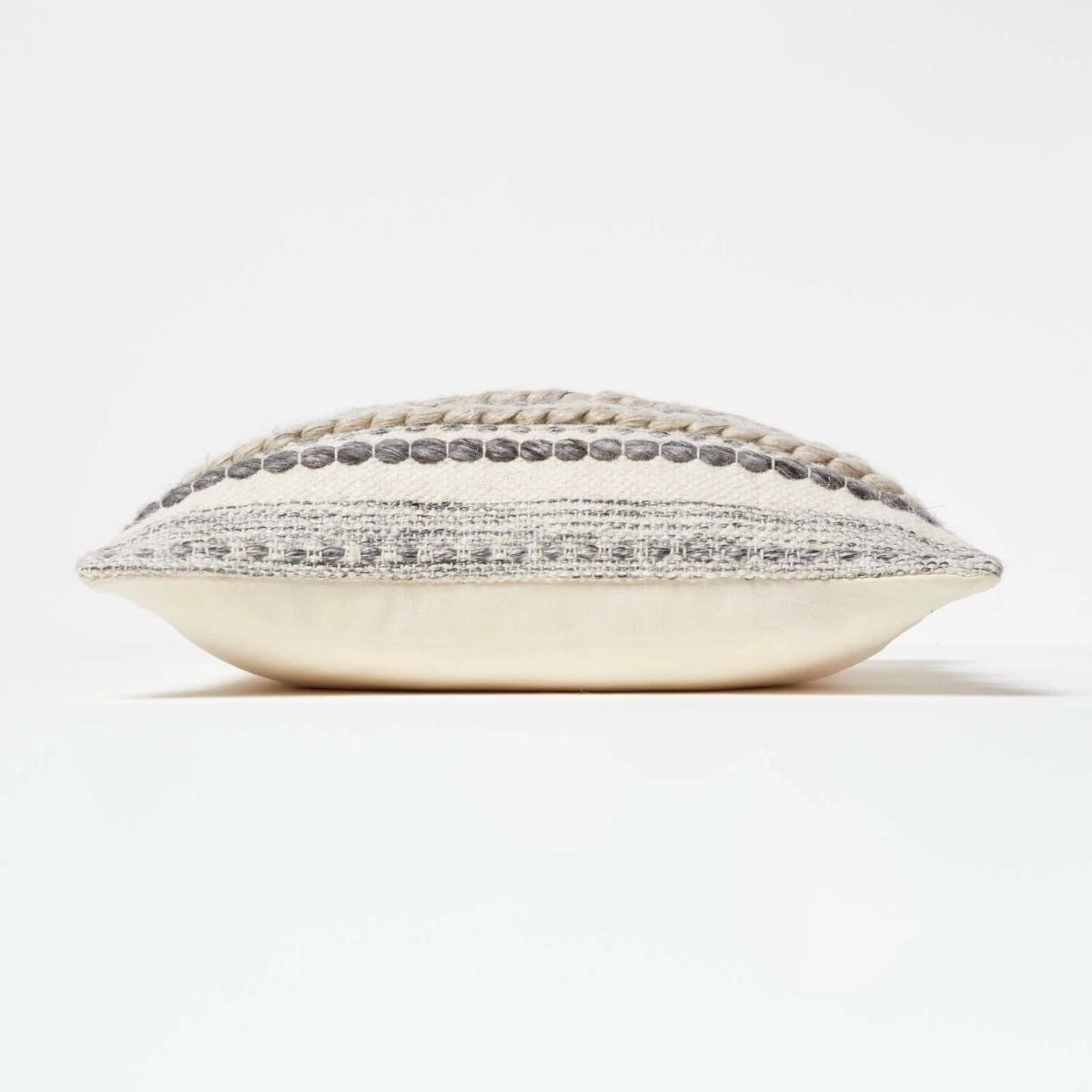 Fyn Handwoven Braided Beige & Grey Kilim Cushion 45 X 45 Cm - Image 4