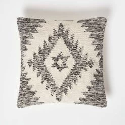 Karu Handwoven Geometric Grey Kilim Cushion 45 X 45 Cm