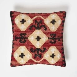 Tirana Handwoven Traditional Red Kilim Cushion 45 X 45 Cm