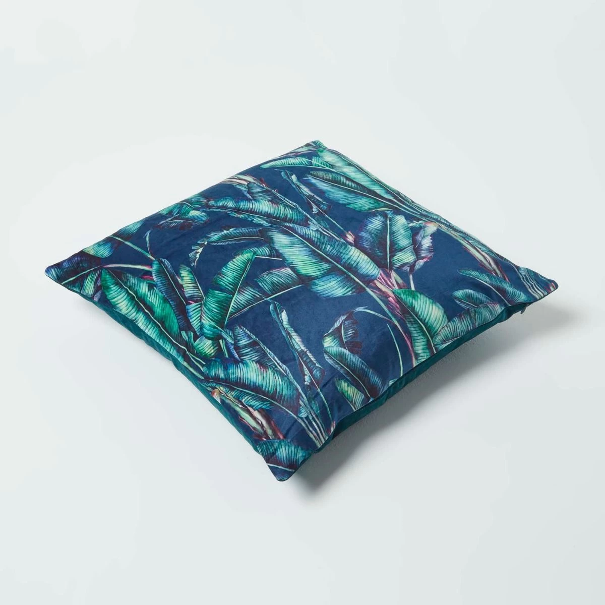 Navy Tropical Banana Leaf Velvet Filled Cushion 46 X 46 Cm - Image 5