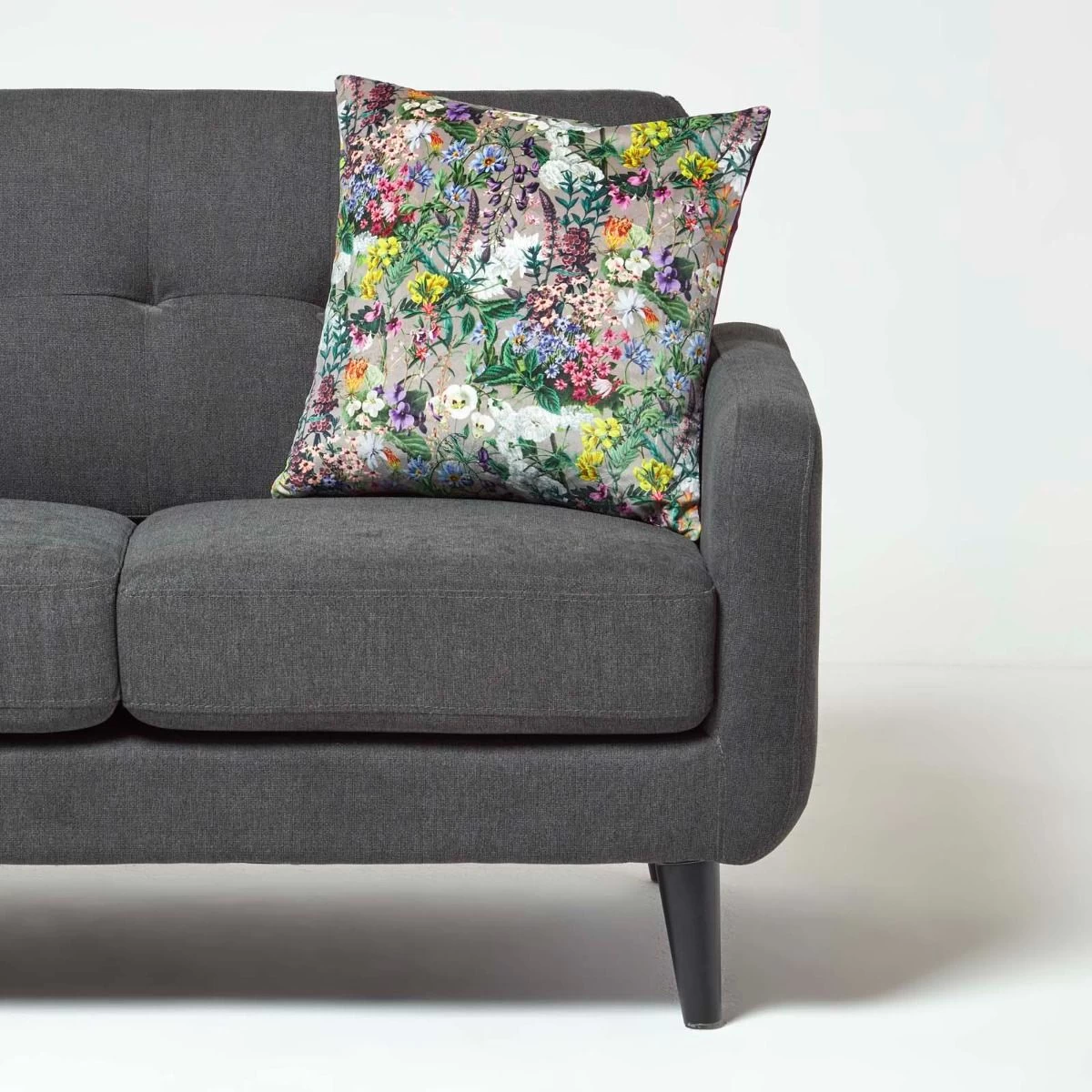 Floral Botanical Garden Purple Velvet Filled Cushion 46 X 46 Cm - Image 3