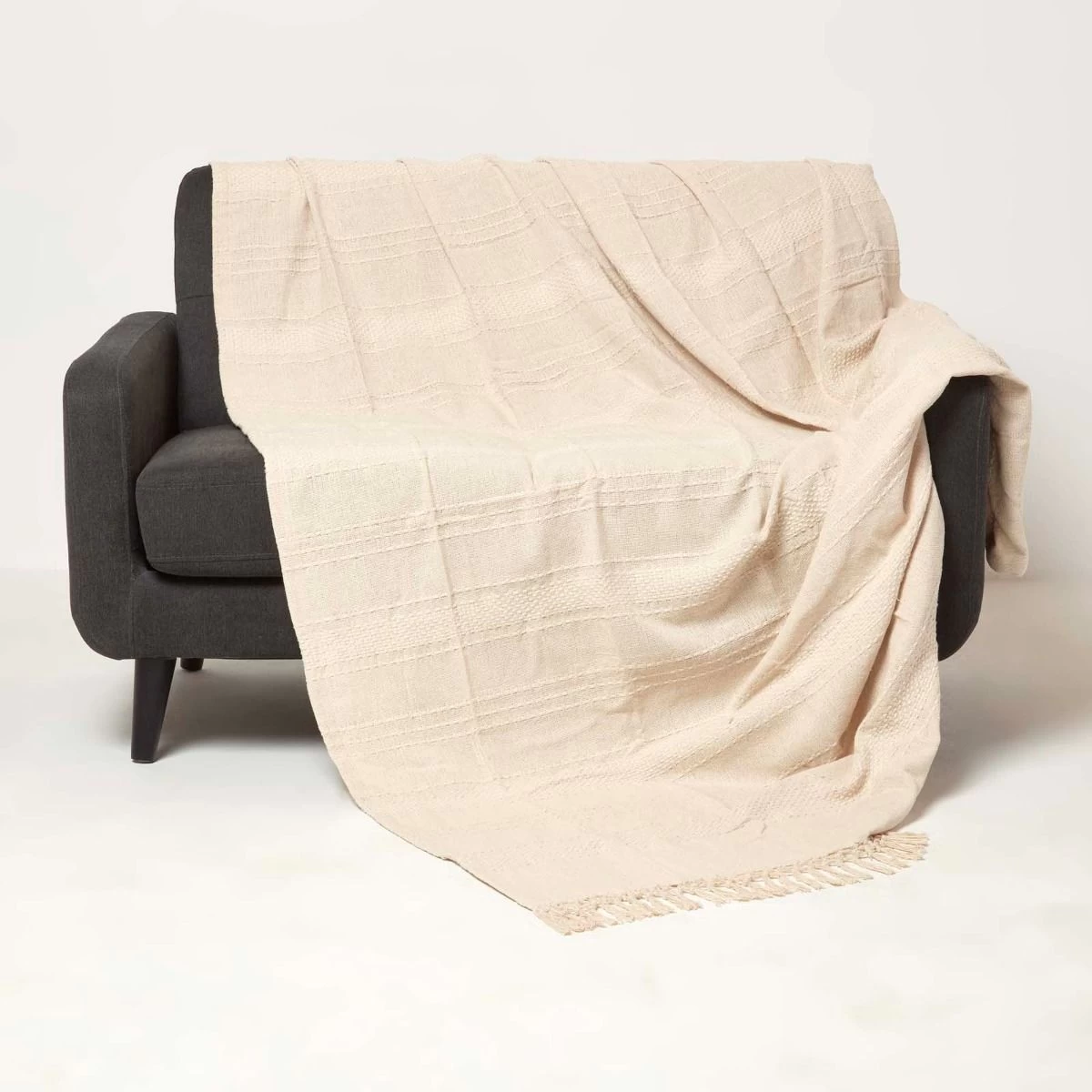 Kashi Natural Cotton Throw With Tassels