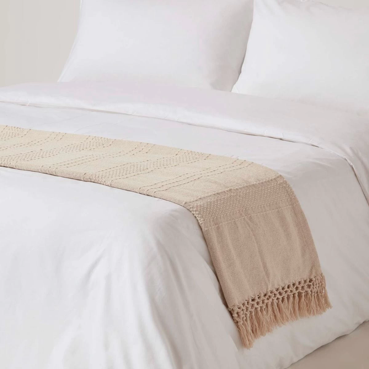 Kashi Natural Cotton Throw With Tassels - Image 3