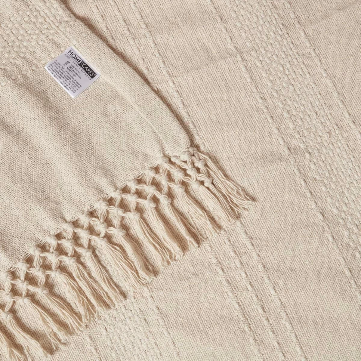 Kashi Natural Cotton Throw With Tassels - Image 5
