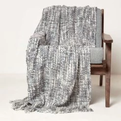 Ophelia Soft Grey Throw With Tassels 125 X 150 Cm