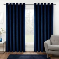 Thermal 100% Blackout Navy Velvet Curtains