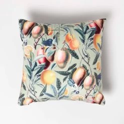 Mango Tree Green Filled Velvet Cushion 46 X 46 Cm