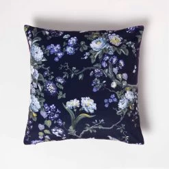 Floral Midnight Garden Purple Filled Velvet Cushion 46 X 46 Cm