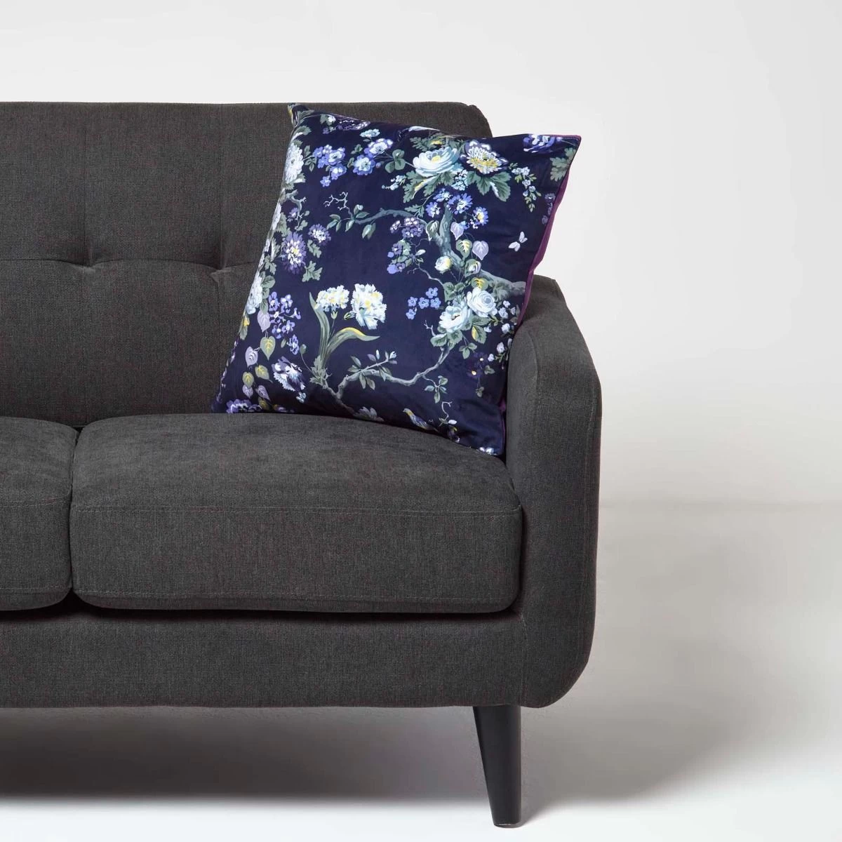 Floral Midnight Garden Purple Filled Velvet Cushion 46 X 46 Cm - Image 2