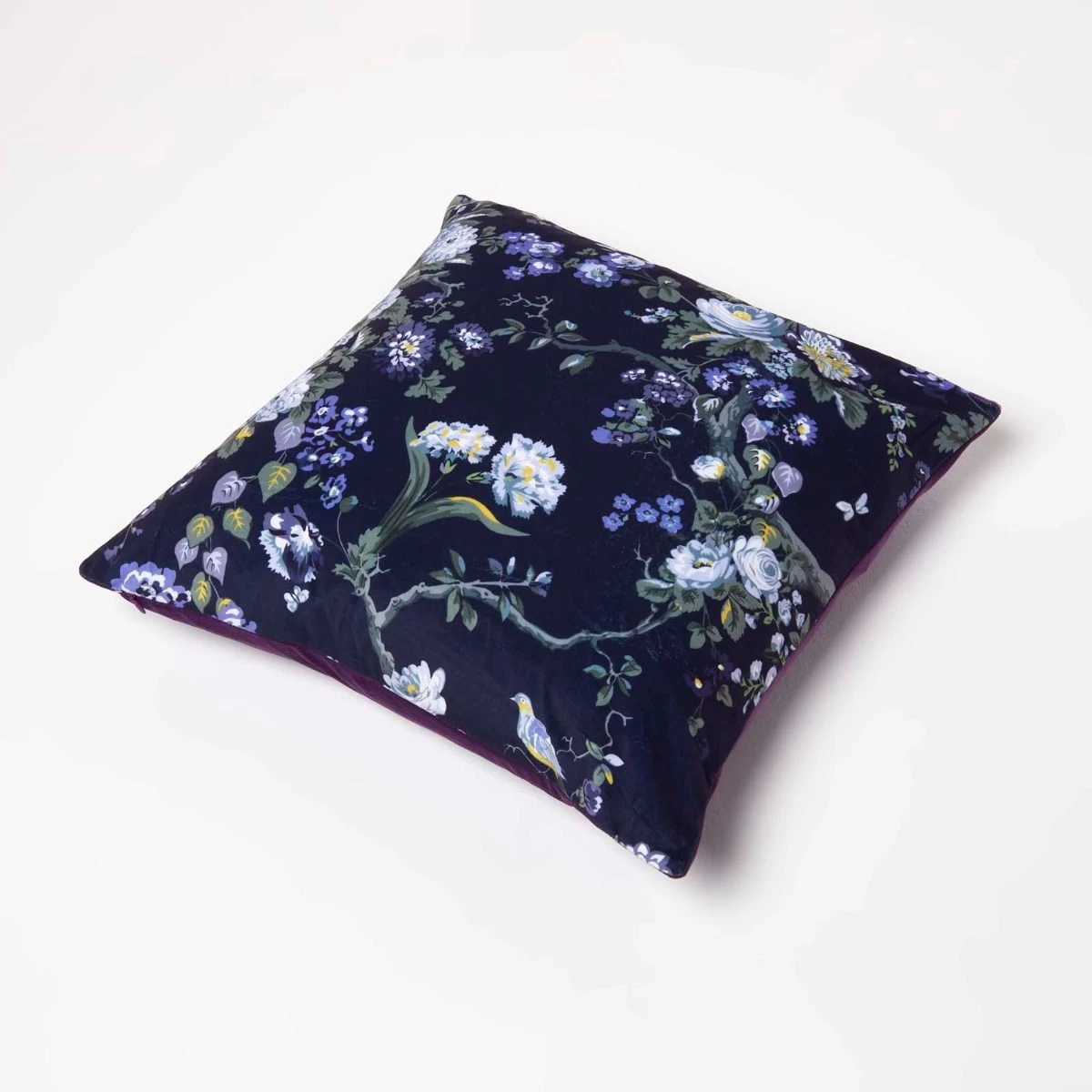 Floral Midnight Garden Purple Filled Velvet Cushion 46 X 46 Cm - Image 5
