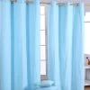 Cotton Plain Blue Ready Made Eyelet Curtain Pair