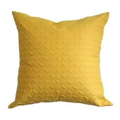 Ultrasonic Yellow Quilted Embossed Cushion Cover, 80 X 80 Cm